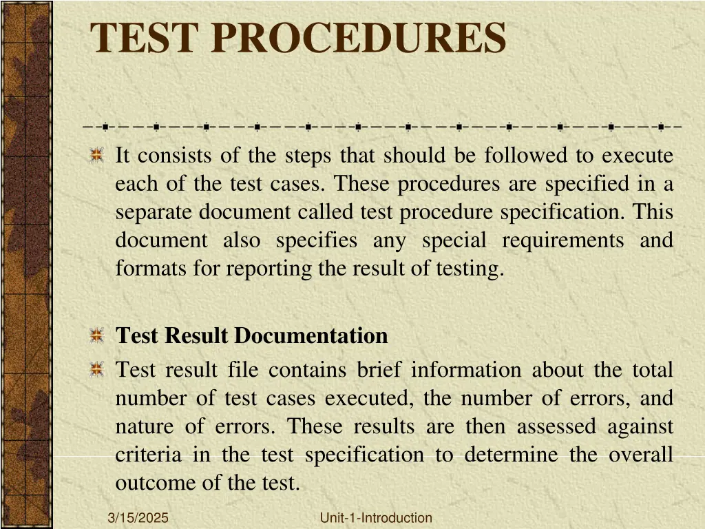 test procedures