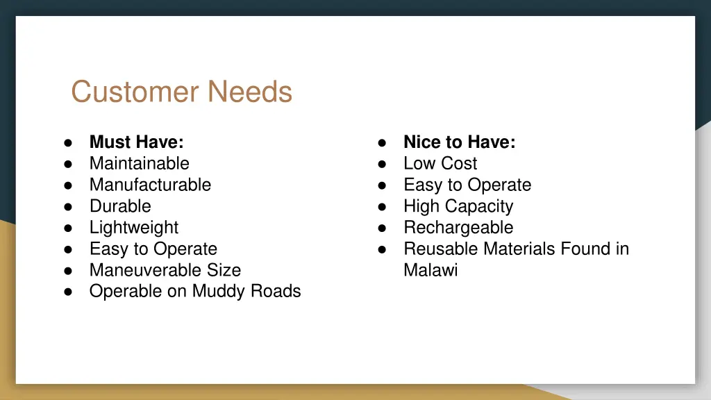customer needs