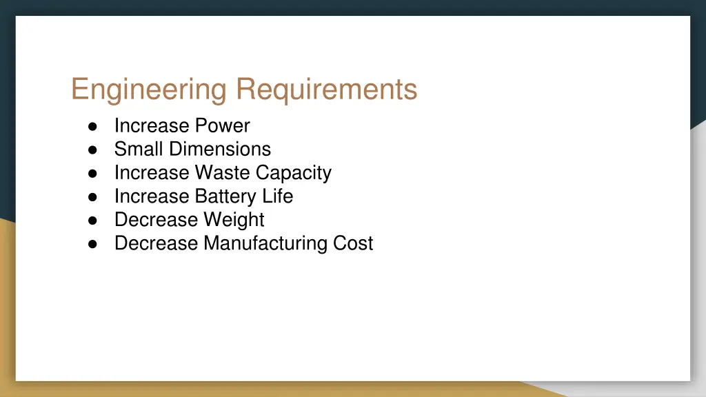 engineering requirements increase power small