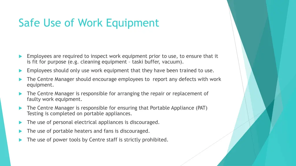 safe use of work equipment
