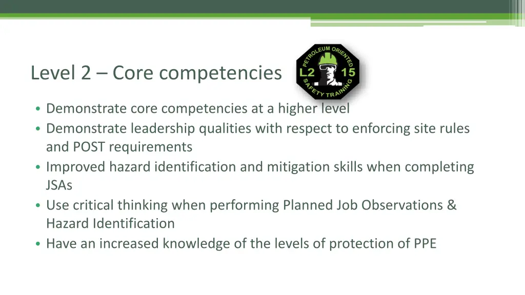 level 2 core competencies