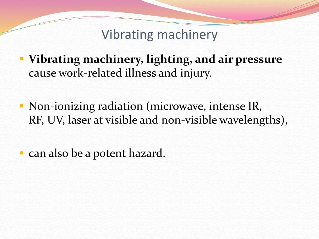 vibrating machinery