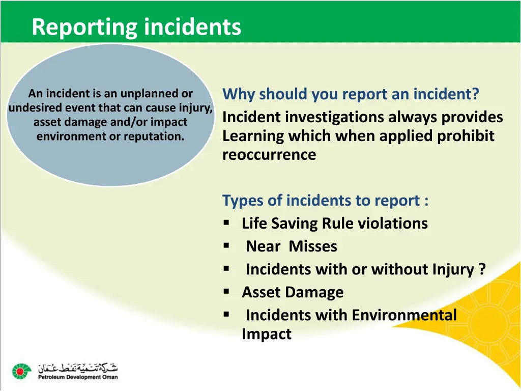 reporting incidents