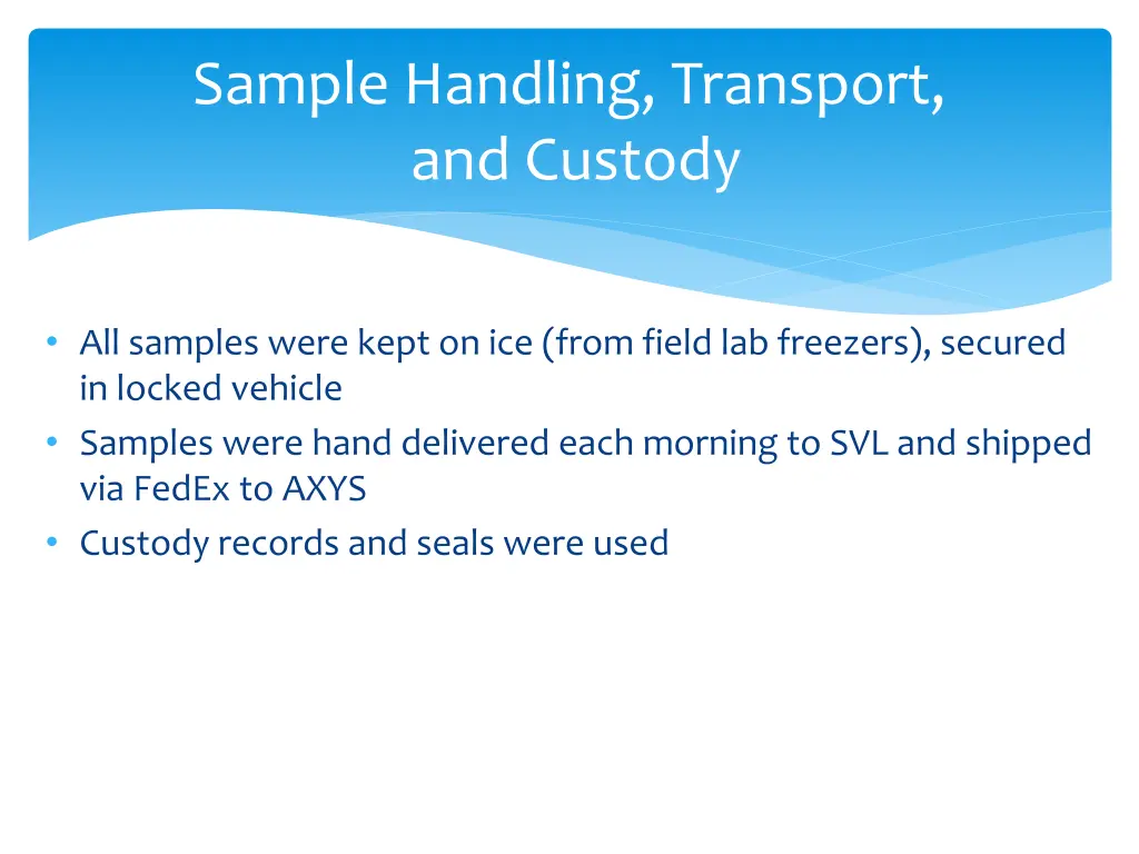 sample handling transport and custody