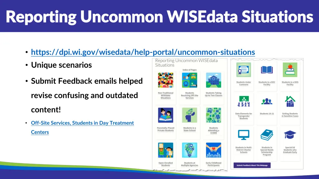 reporting uncommon wisedata situations reporting