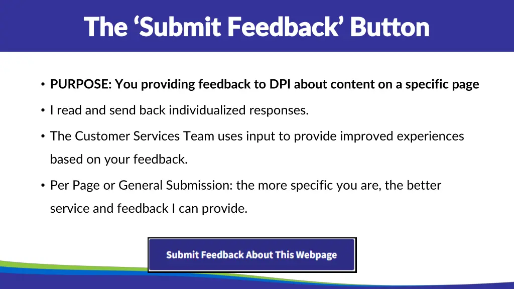 the submit feedback button the submit feedback