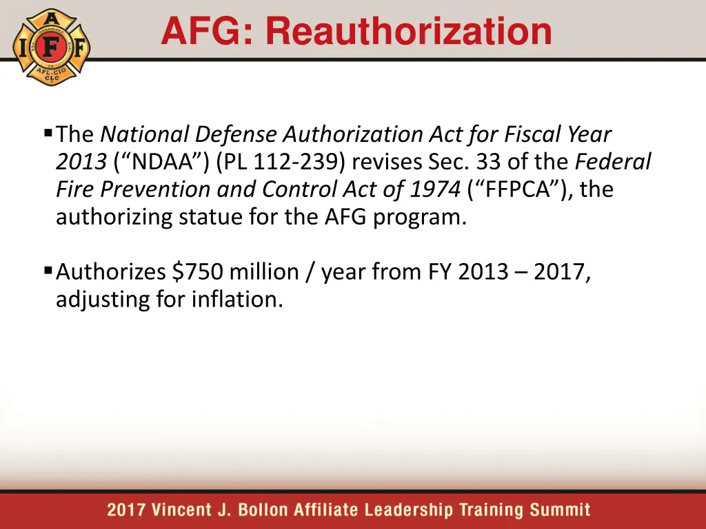 afg reauthorization