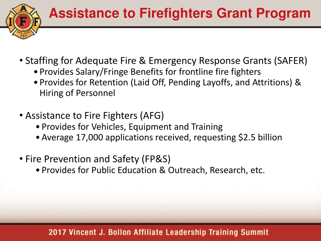assistance to firefighters grant program