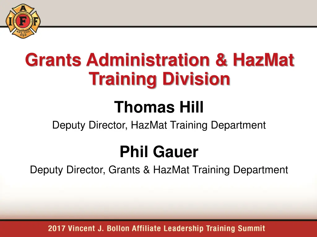 grants administration hazmat training division 1