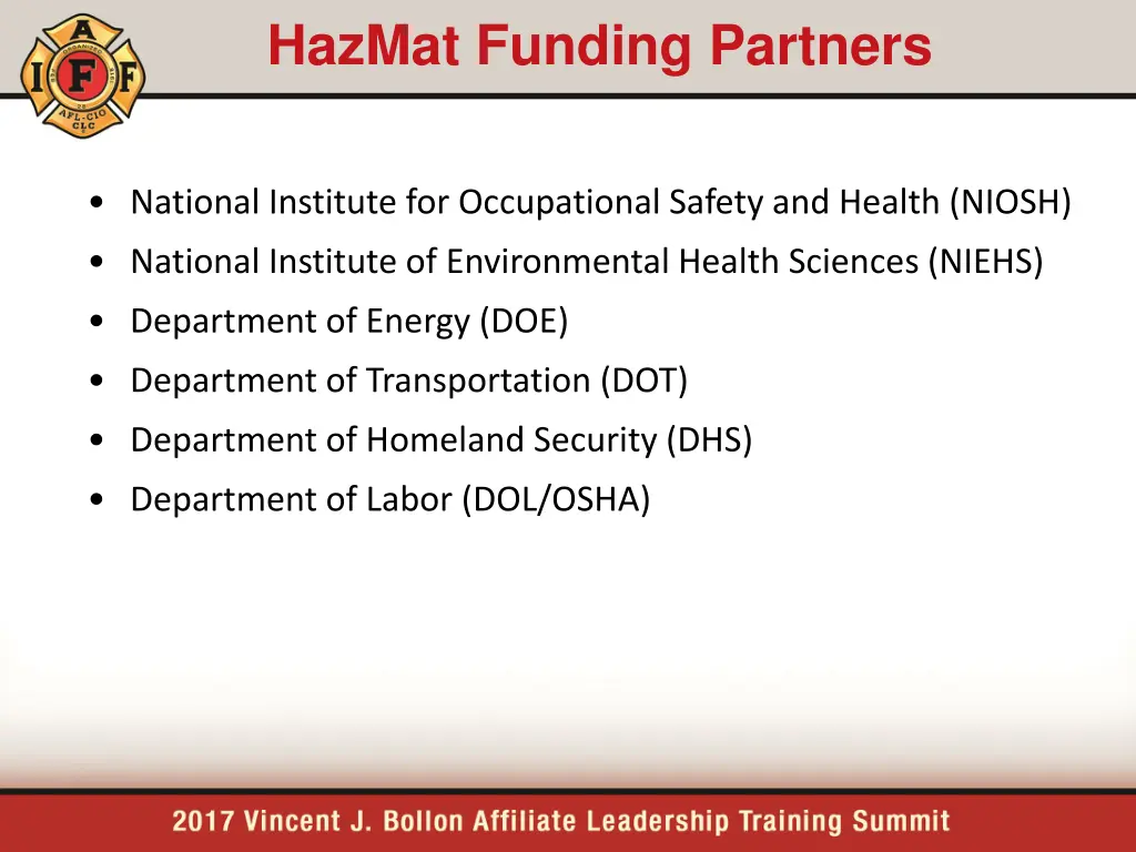 hazmat funding partners
