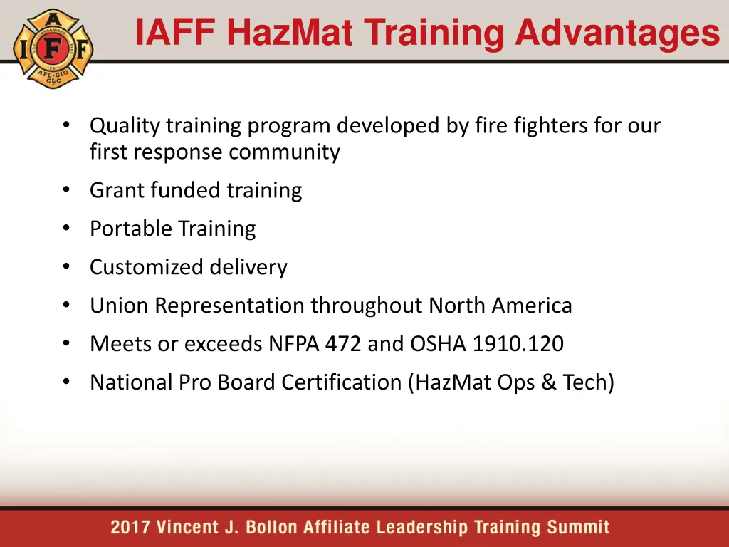 iaff hazmat training advantages