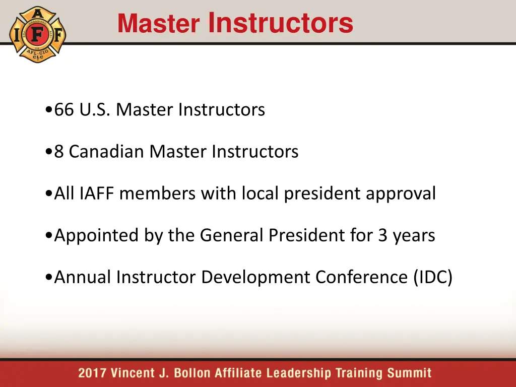 master instructors