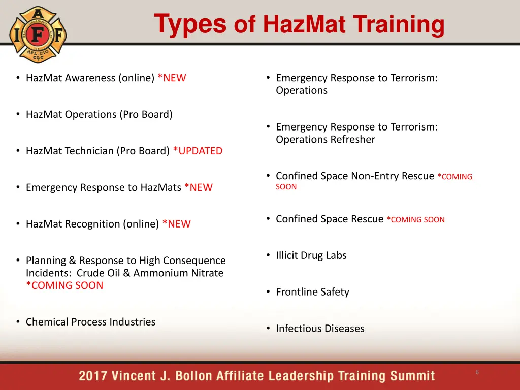 types of hazmat training