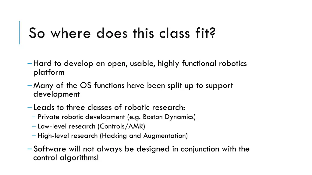 so where does this class fit