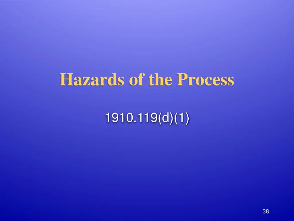 hazards of the process