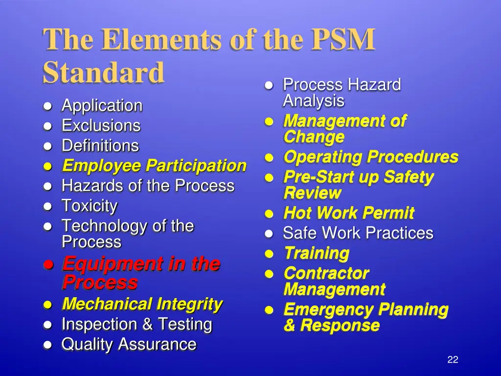 the elements of the psm standard 10