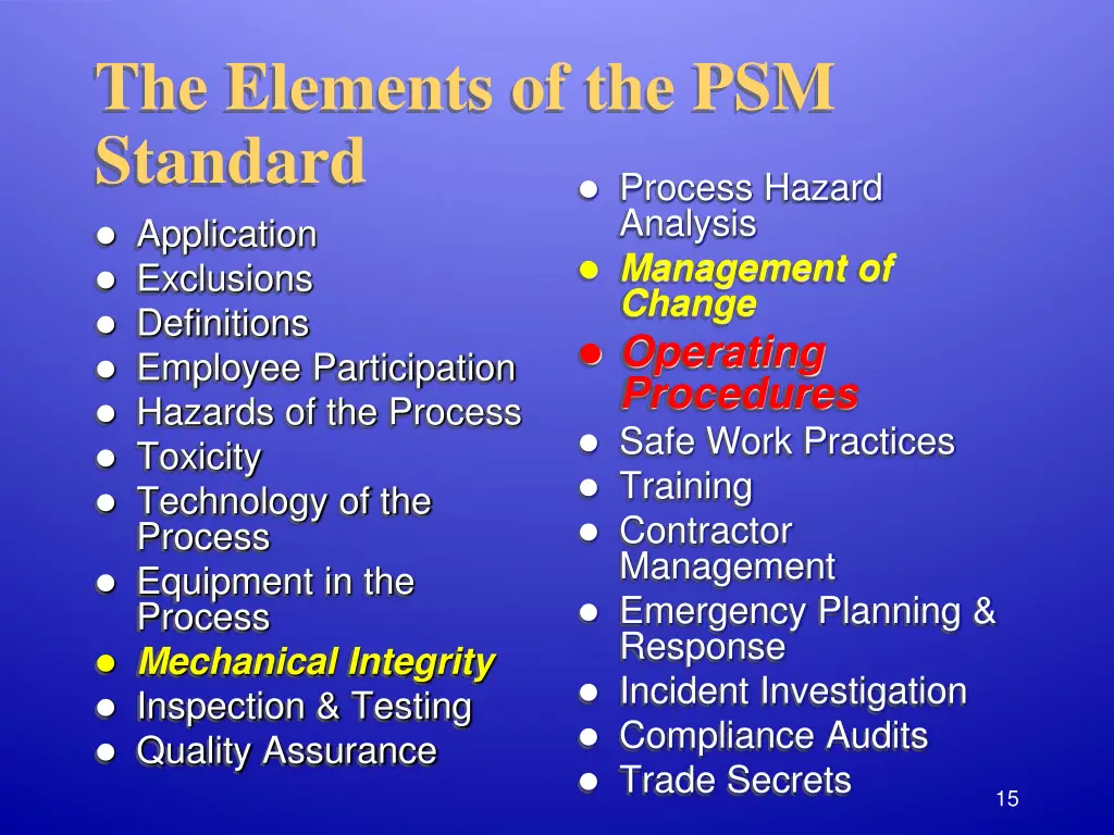 the elements of the psm standard 3