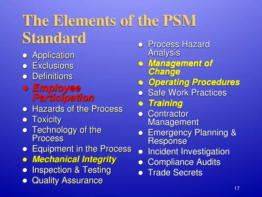 the elements of the psm standard 5