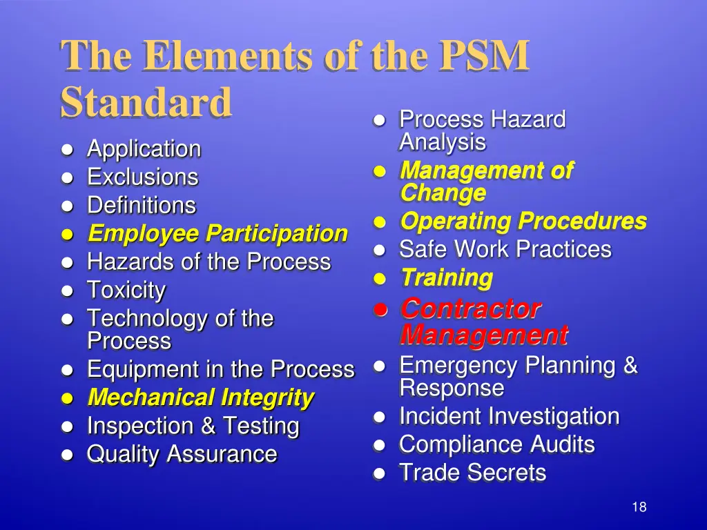 the elements of the psm standard 6