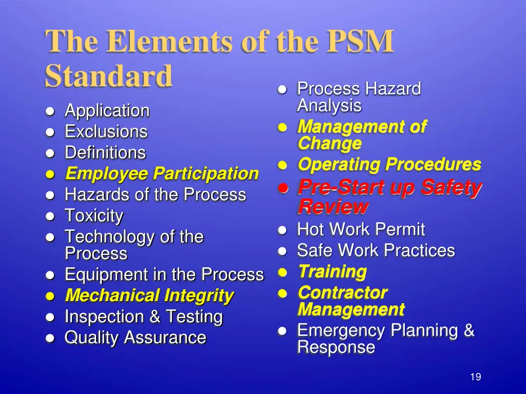 the elements of the psm standard 7