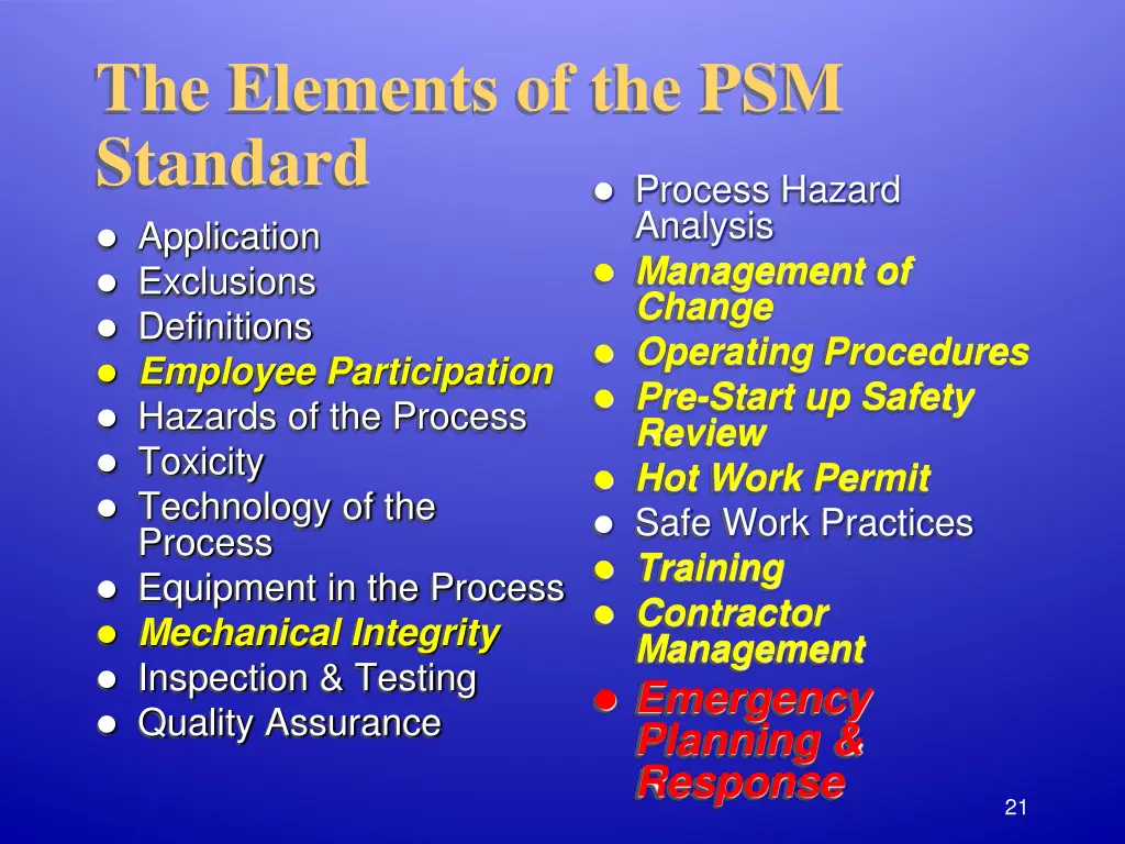 the elements of the psm standard 9