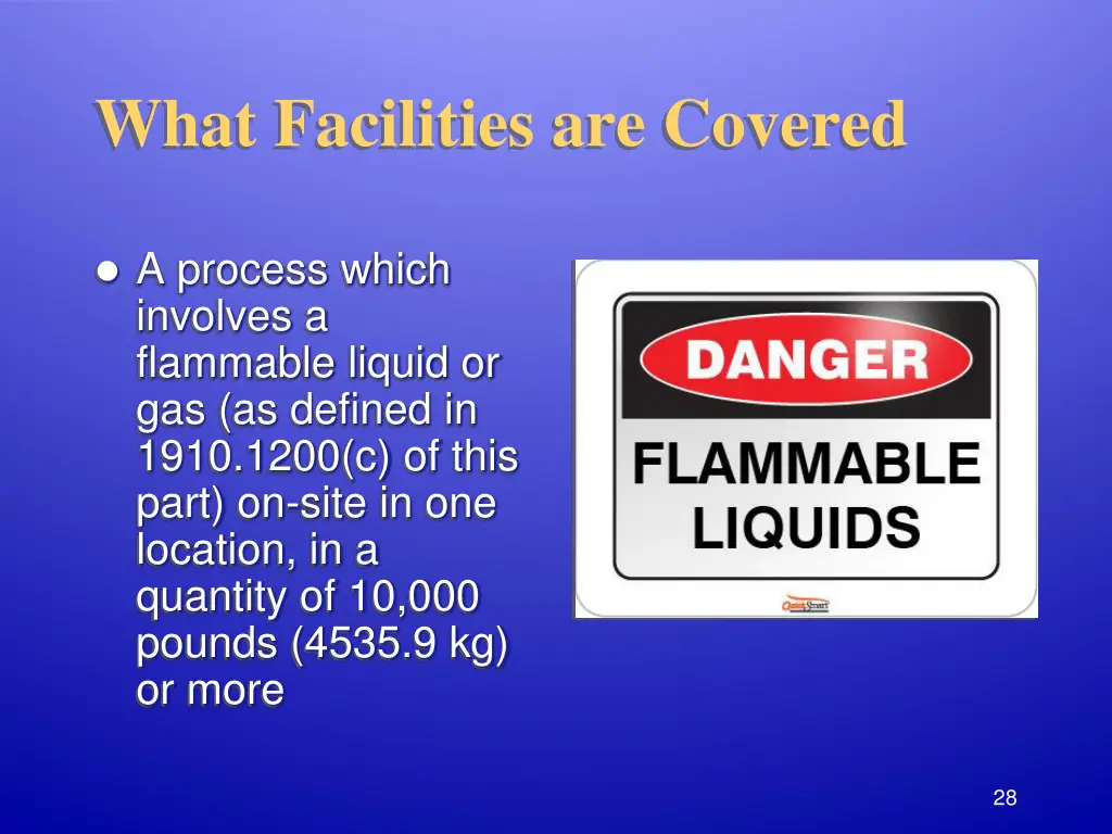 what facilities are covered 1