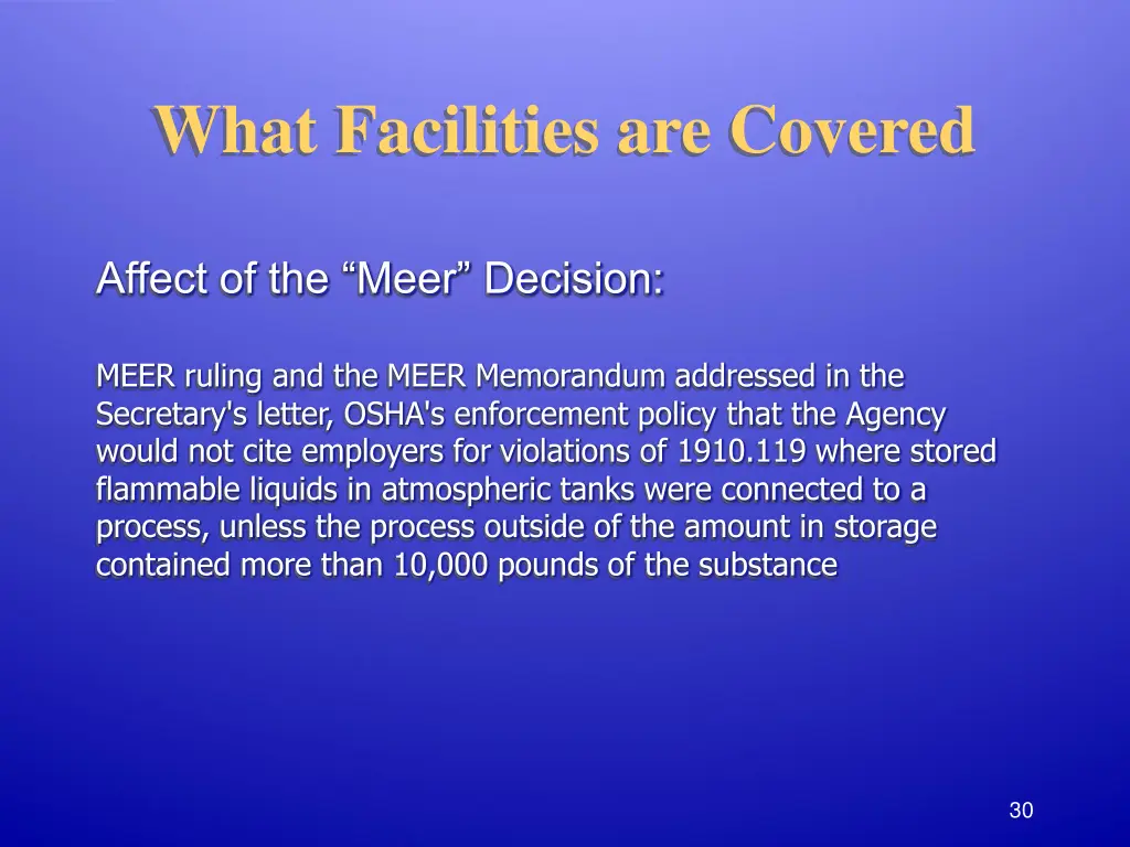 what facilities are covered 3