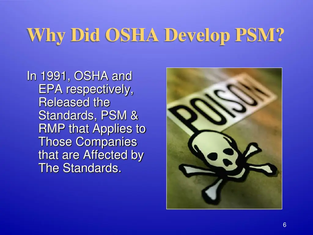 why did osha develop psm 2