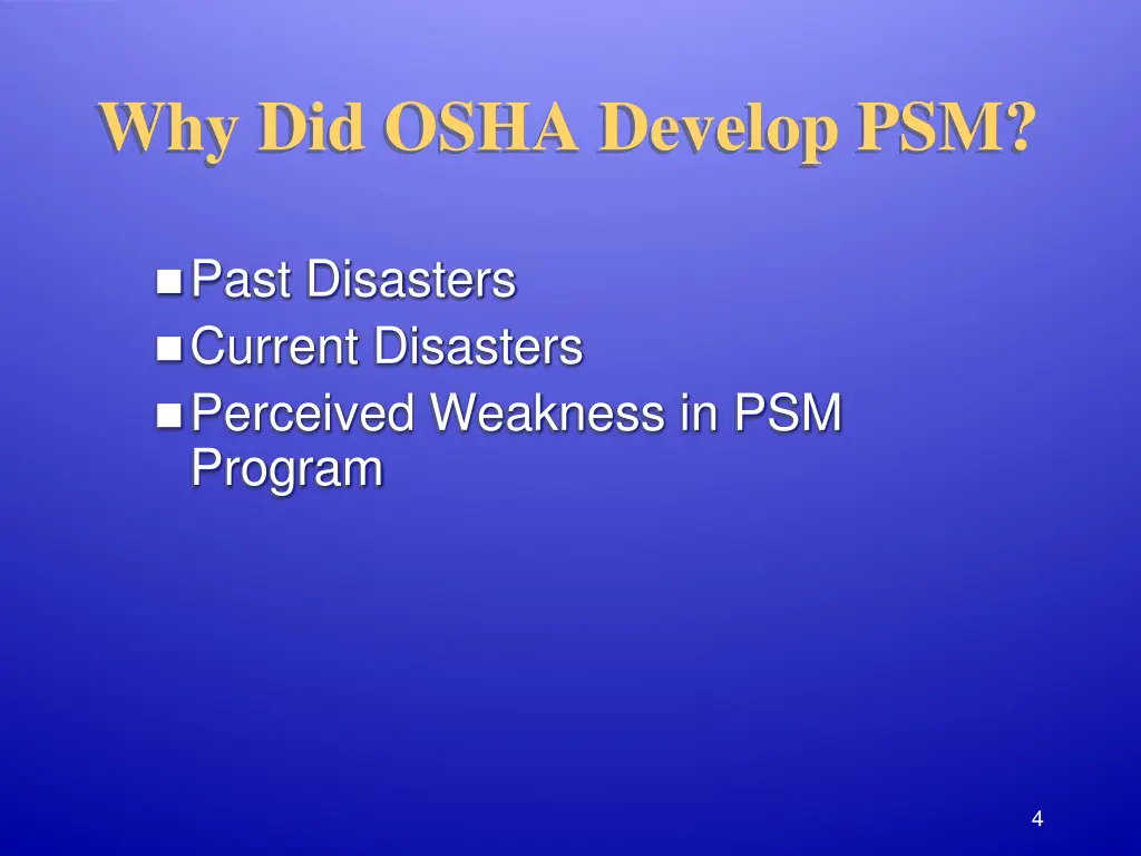 why did osha develop psm