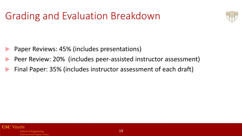 grading and evaluation breakdown