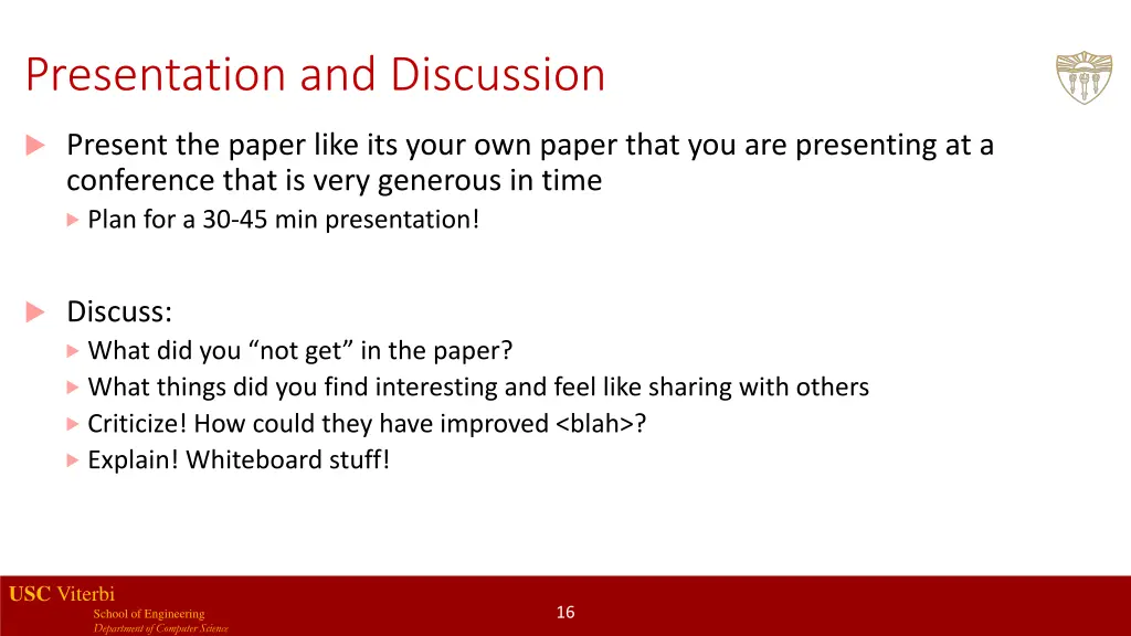 presentation and discussion