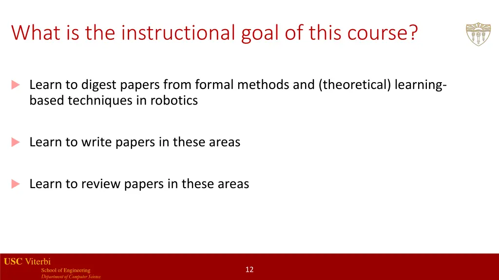 what is the instructional goal of this course