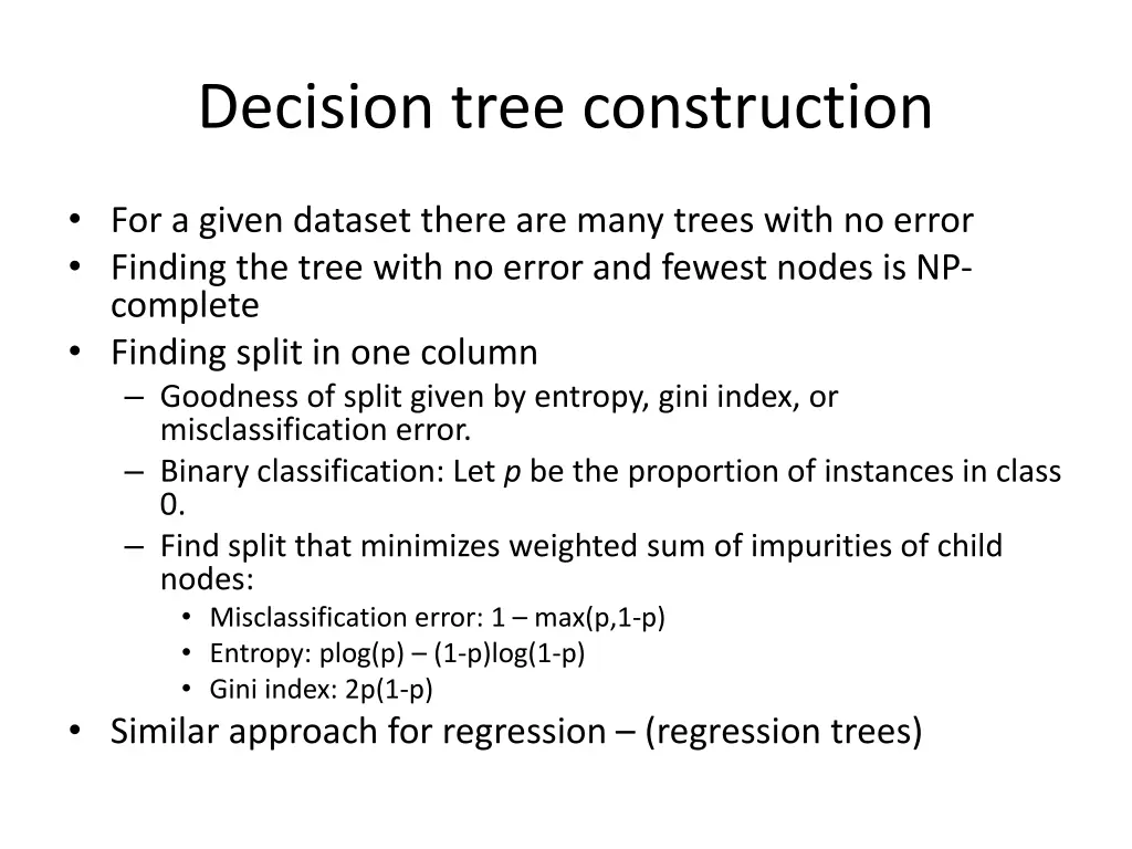 decision tree construction
