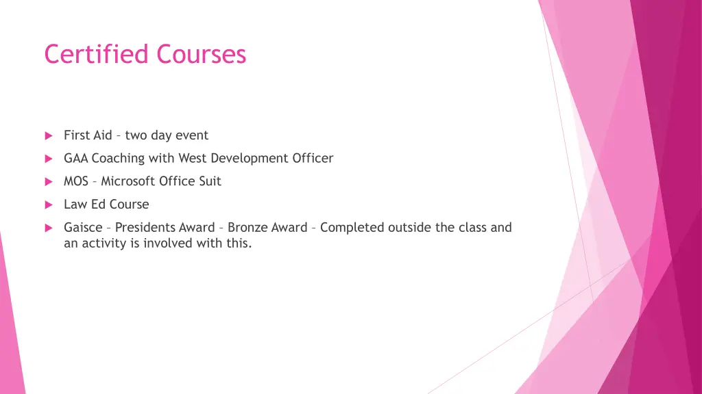 certified courses