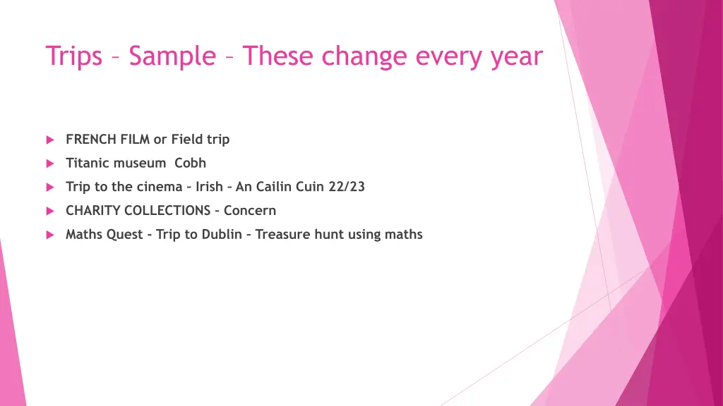 trips sample these change every year