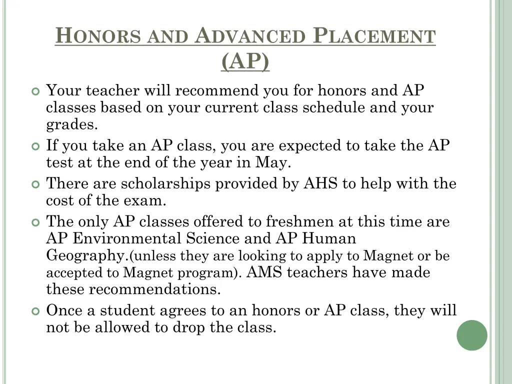 h onors and a dvanced p lacement ap