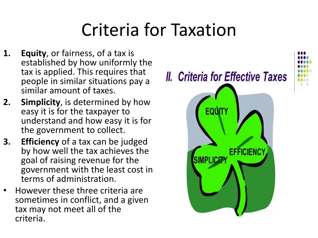 criteria for taxation