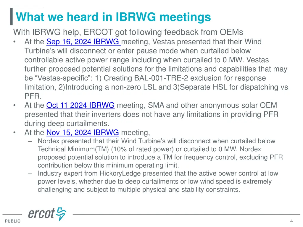what we heard in ibrwg meetings with ibrwg help