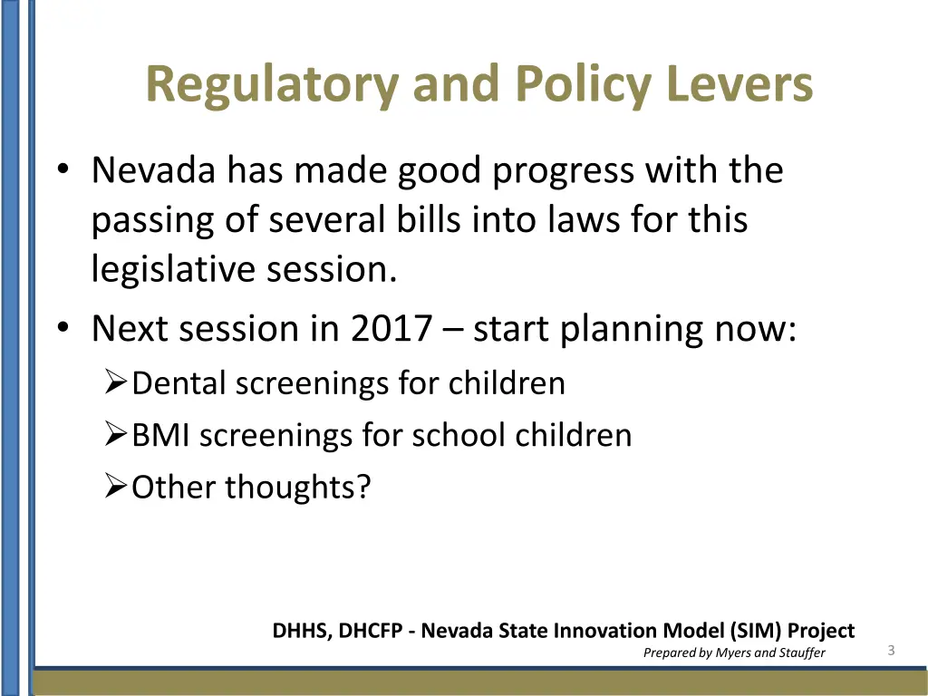 regulatory and policy levers