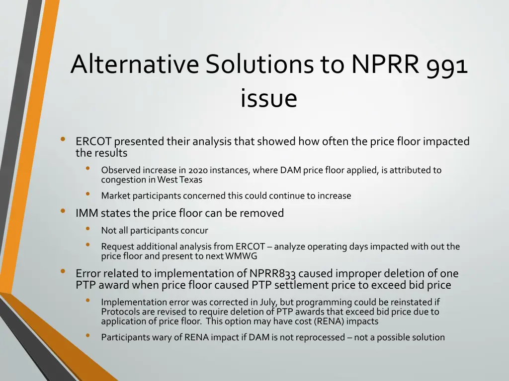 alternative solutions to nprr 991 issue