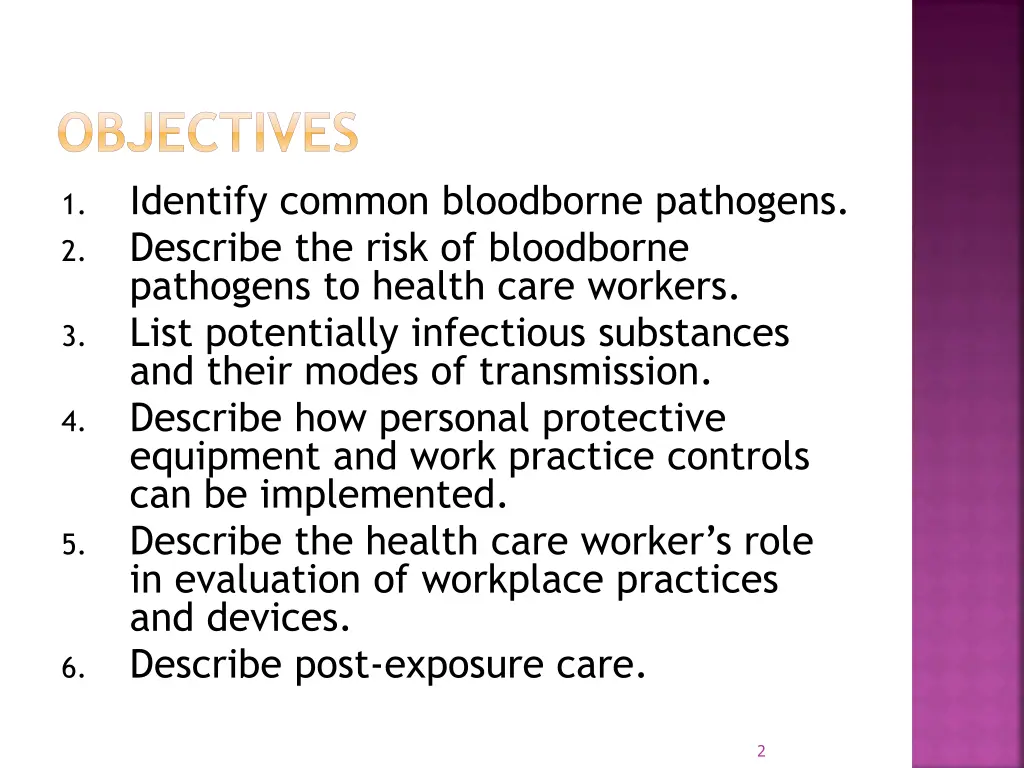 objectives identify common bloodborne pathogens