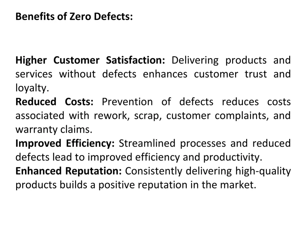 benefits of zero defects 1