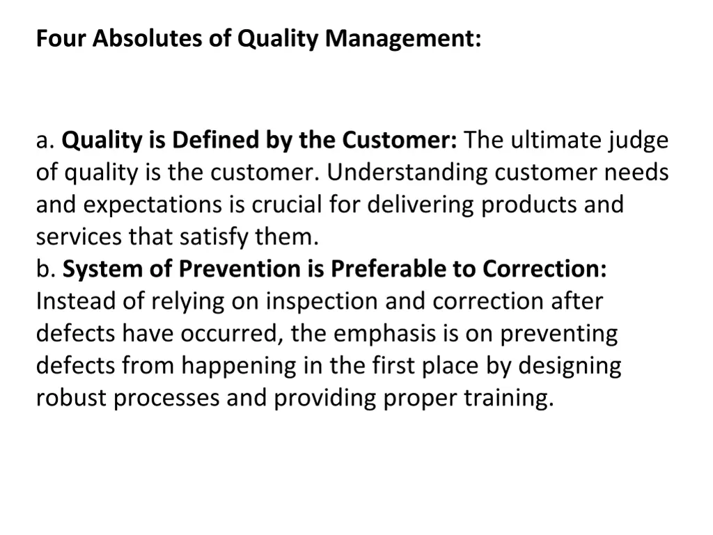 four absolutes of quality management