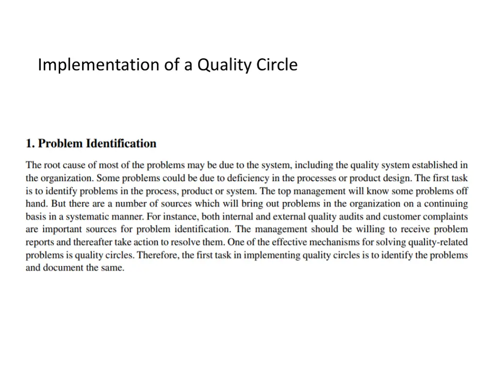 implementation of a quality circle