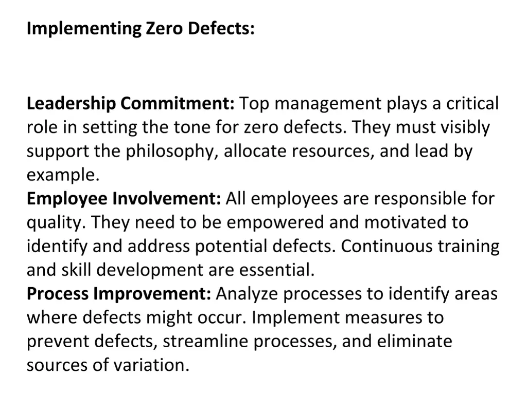 implementing zero defects