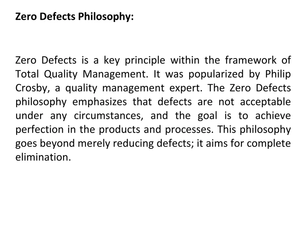 zero defects philosophy