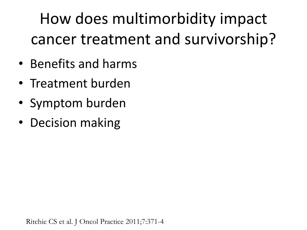 how does multimorbidity impact cancer treatment
