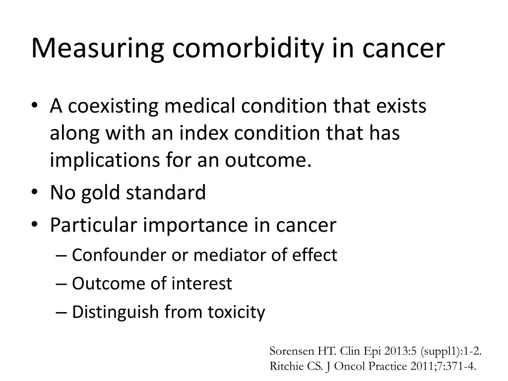 measuring comorbidity in cancer