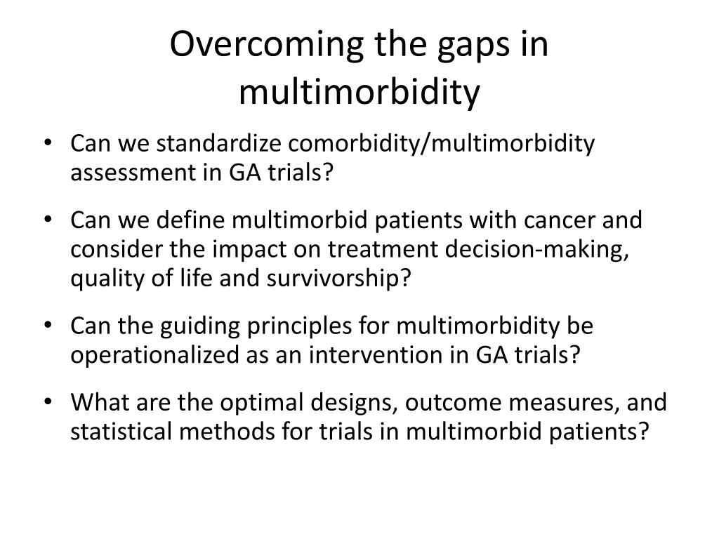 overcoming the gaps in multimorbidity