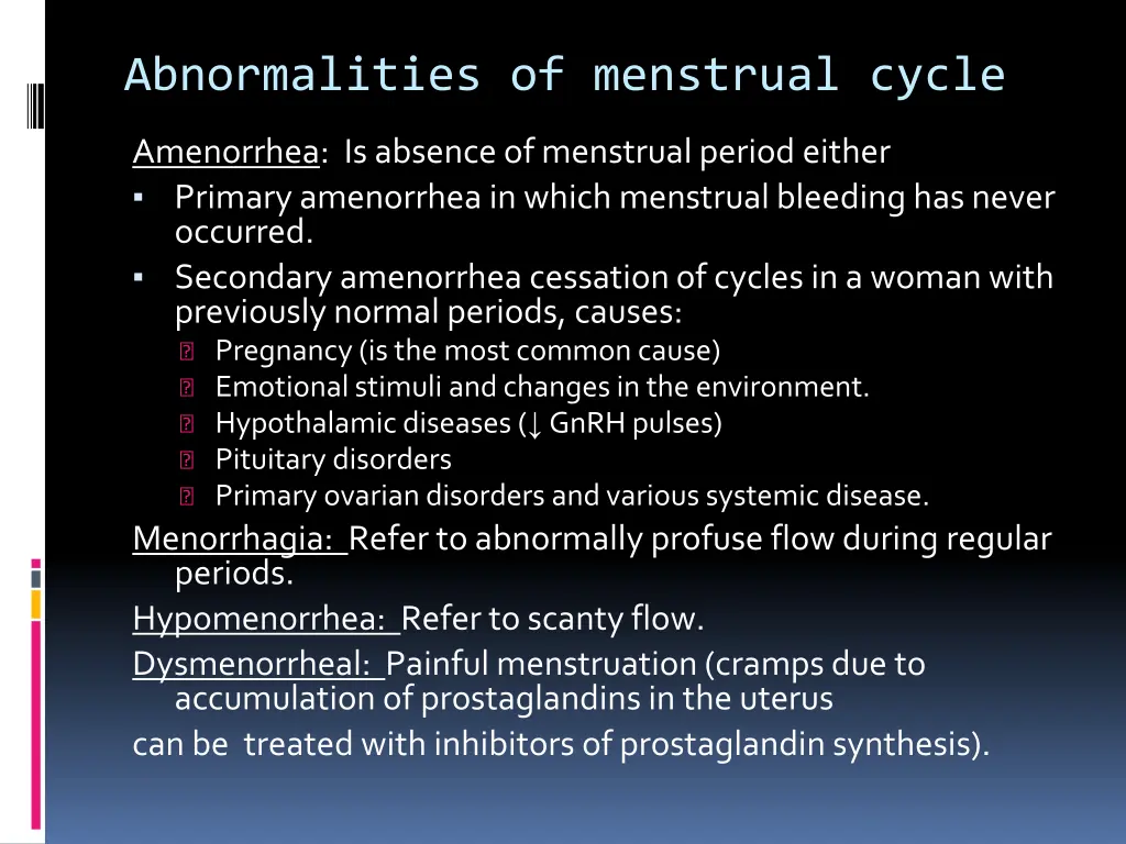 abnormalities of menstrual cycle